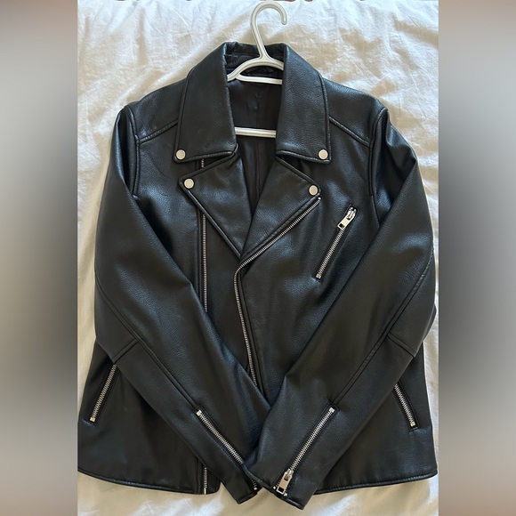 Black PU leather biker jacket - Picture 2 of 2